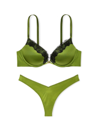 Изысканный комплект белья Victoria's Secret бюст Push-Up и трусики тонг 1159852282 (Зеленый 36A/M)