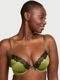 Изысканный комплект белья Victoria's Secret бюст Push-Up и трусики тонг 1159852282 (Зеленый 36A/M)