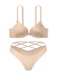 Комплект белья Victoria's Secret бюст Push-Up и трусики танга 1159852320 (Бежевый 36C/L)