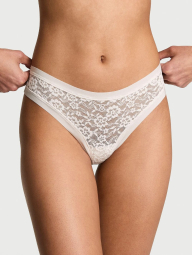 Мереживний комплект білизни Victoria's Secret ліф та трусики тонг 1159852352 (Молочний 34C/S)