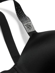 Комплект белья со стразами Victoria's Secret бюст Push-up и трусики бразильяны 1159852706 (Черный 34A/M)