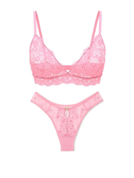 Комплект белья Victoria's Secret бралетт триангл и трусики бразильяны 1159853012 (Розовый XS)