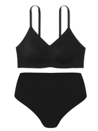 Бесшовный комплект белья Victoria's Secret бюст и трусики тонг 1159853531 (Черный S)