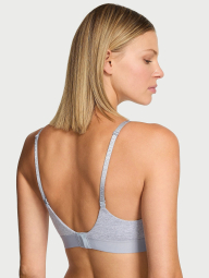 Женский комплект белья с логотипом из страз Victoria's Secret лиф и трусики шортики 1159853563 (Серый 36C/L)