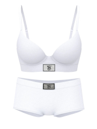 Комплект білизни зі стразами Victoria's Secret погруддя зі стразами та трусики шортики 1159853763 (Білий 38C/L)