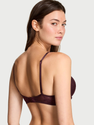 Мереживний комплект Victoria's Secret погруддя Push-Up та трусики тонг 1159854636 (Бордовий 34A/S)