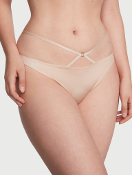 Гладкий комплект білизни Victoria's Secret ліф Push-up та трусики тонг 1159855287 (Бежевий 34B/S)