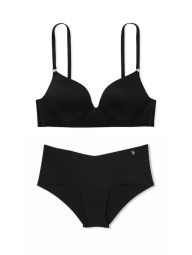 Жіночий комплект білизни Victoria's Secret погруддя та безшовні трусики чики 1159855162 (Чорний 32A/XS)