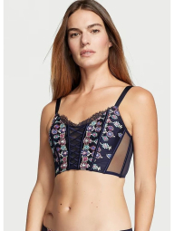 Комплект белья с вышивкой Victoria's Secret корсет и пояс для чулок 1159855165 (Синий XS)