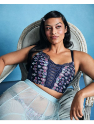 Комплект белья с вышивкой Victoria's Secret корсет и пояс для чулок 1159855165 (Синий XS)