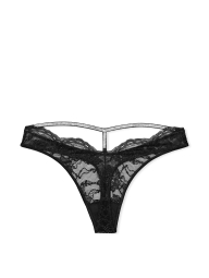 Женский комплект белья со стразами Victoria's Secret бюст Push-Up и трусики тонг 1159855831 (Черный 32B/XS)