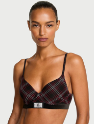 Женский комплект белья со стразами Victoria's Secret лиф и трусики тонг 1159856010 (Черный 36B/M)