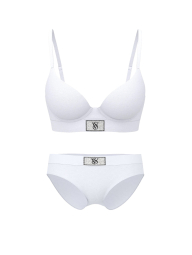 Женский комплект белья со стразами Victoria's Secret лиф и трусики хипхаггеры 1159856086 (Белый 34C/S)