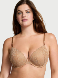 Мереживний комплект білизни Victoria's Secret погруддя Push-Up та трусики чики 1159856354 (Бежевий 36D/L)