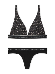 Женский комплект белья Victoria's Secret лиф и трусики тонг 1159856356 (Черный XL)