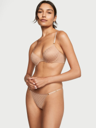 Комплект белья Victoria's Secret бюст Push-Up и трусики тонг 1159856439 (Бежевый 32C/S)
