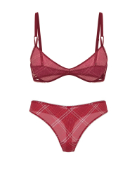 Комплект белья Victoria's Secret бюст Push-Up и трусики тонг 1159857126 (Красный 34A/S)