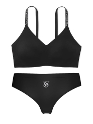 Жіночий комплект Victoria's Secret бюст та трусики тонг 1159857777 (Чорний L)