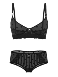 Напівпрозорий комплект білизни Victoria's Secret ліф та трусики чики 1159857785 (Чорний 34C/S)