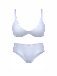 Гладкий комплект з мереживом Victoria's Secret погруддя Push-Up та безшовні трусики чики 1159857786 (Блакитний 34D/M)