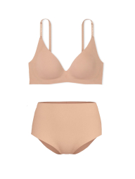 Безшовний комплект білизни Victoria's Secret погруддя Push-up і трусики брифи 1159857799 (Бежевий S)