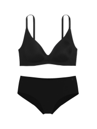 Бесшовный комплект белья Victoria's Secret бюст Push-up и трусики чики 1159857801 (Черный M)