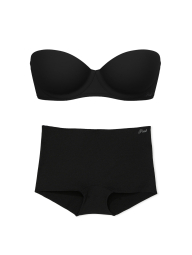 Женский комплект белья Victoria's Secret PINK бюст Push-Up и бесшовные трусики шортики 1159857880 (Черный 34C/M)