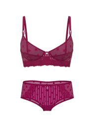 Полупрозрачный комплект белья Victoria's Secret лиф и трусики чики 1159858181 (Бордовый 34B/M)