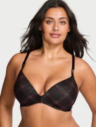 Комплект белья Victoria's Secret бюст Push-Up и трусики тонг 1159858325 (Черный 32B/XS)