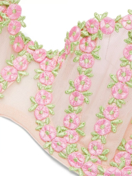 Комплект білизни з вишивкою Victoria's Secret погруддя, пояс для панчіх і трусики стрінг бікіні 1159858336 (Рожевий 32B/S)