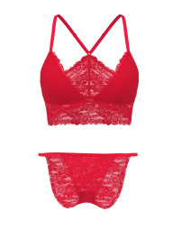 Мереживний комплект білизни Victoria's Secret Pink браслет і трусики бікіні 1159858474 (Червоний L)