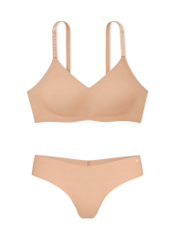 Жіночий безшовний комплект білизни Victoria's Secret погруддя та трусики тонг 1159858651 (Бежевий L)