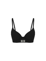 Комплект белья со стразами Victoria's Secret бюст Push-Up и трусики шортики 1159858918 (Черный 38C/XL)