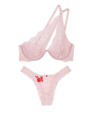 Кружевной комплект Victoria's Secret бюстгальтер на одно плечо и трусики бразильяны 1159859328 (Розовый XS)