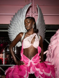 Кружевной комплект Victoria's Secret бюстгальтер на одно плечо и трусики бразильяны 1159859328 (Розовый XS)