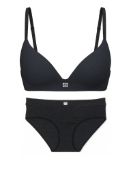 Женский комплект белья Victoria's Secret лиф и трусики хипхаггеры 1159859514 (Серый 36C/L)