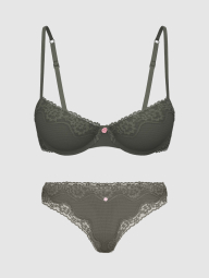 Комплект білизни Victoria's Secret погруддя та трусики тонг 1159859530 (Зелений 38C/XL)