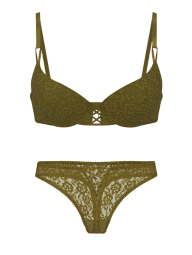 Женский комплект белья Victoria's Secret бюст Push-Up и трусики тонг 1159859730 (Зеленый 34C/M)