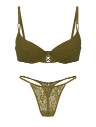 Женский комплект белья Victoria's Secret бюст Push-Up и трусики тонг 1159859738 (Зеленый 38C/XL)