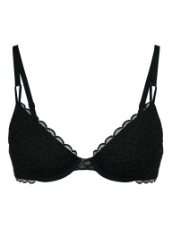 Кружевной комплект белья Victoria's Secret бюст и трусики тонг 1159859933 (Черный 34D/M)