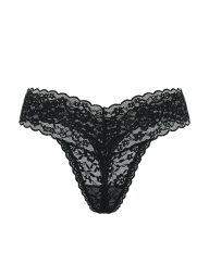 Кружевной комплект белья Victoria's Secret бюст и трусики тонг 1159859933 (Черный 34D/M)