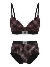 Женский комплект белья со стразами Victoria's Secret лиф и трусики брифы 1159859965 (Черный 40D/XXL)