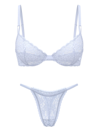 Кружевной комплект белья Victoria's Secret бюст и трусики тонг 1159859972 (Сиреневый 38C/XL)