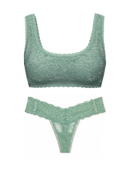 Кружевной комплект Victoria's Secret бралетт и трусики тонг 1159859989 (Зеленый XS)