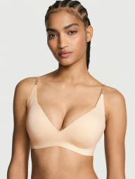 Комплект белья Victoria's Secret бюст Push-up и трусики шортики с кружевом 1159860041 (Бежевый M)