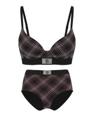 Женский комплект белья со стразами Victoria's Secret лиф Push-Up и трусики брифы 1159860341 (Черный 34A/S)