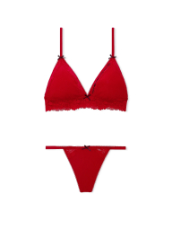 Подарочный комплект белья Victoria's Secret Pink бралетт и трусики стринги 1159860553 (Красный S)