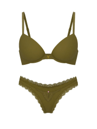 Комплект білизни Victoria's Secret бюстгальтер Push-Up та трусики бразиліани 1159860683 (Зелений 32C/S)