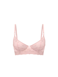 Полупрозрачный комплект белья Victoria's Secret лиф и трусики тонг 1159860995 (Розовый 38D/XL)