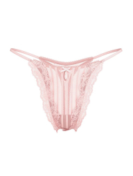 Полупрозрачный комплект белья Victoria's Secret лиф и трусики тонг 1159860995 (Розовый 38D/XL)